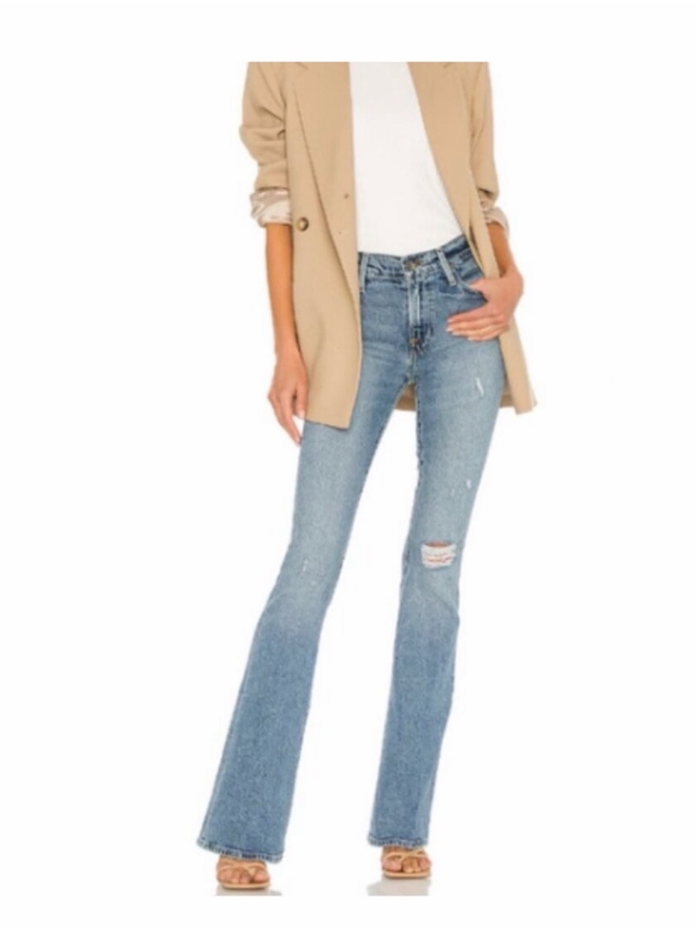 Frame Le High Flare Size 26 Crystal Beach Tear Wash